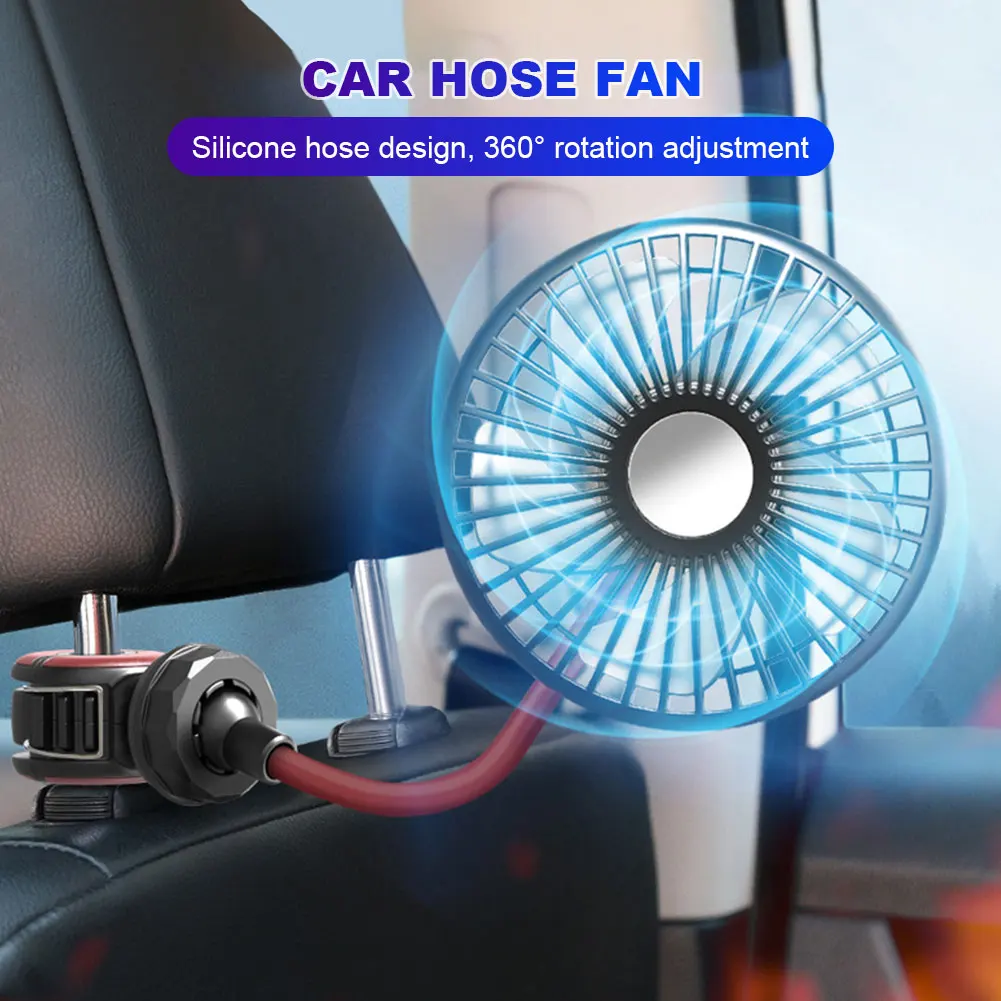 

Summer Air Cooler 360 Degree Rotating Hose Car Fan 3 Speeds Adjustable Auto Flexible Air Cooling Fan USB for Dashboard RV Truck