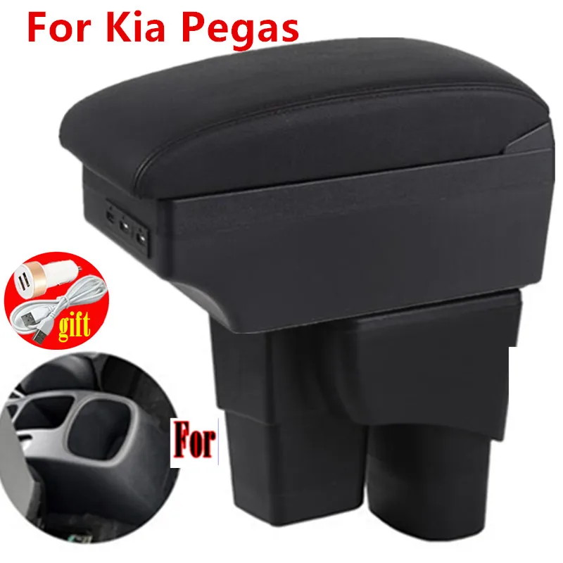 For Kia Pegas 2017 2018 Leather Car Interior Parts Center Console Armrest Box Auto Armrests Storage with USB