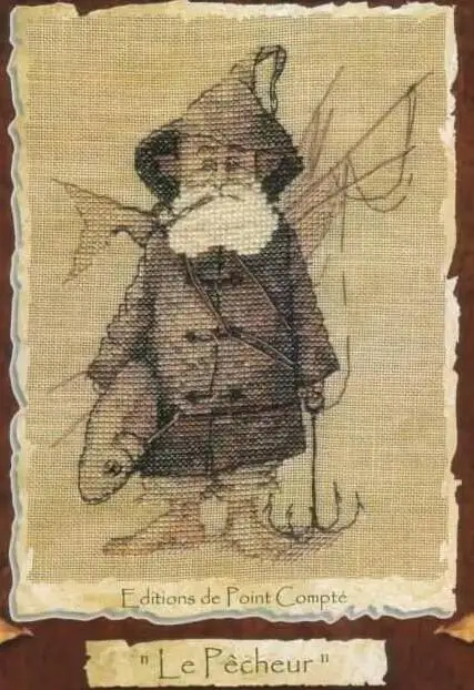 Counted Cross Stitch Kit, Fishing Fishermen, Man and Fish, 54 Old