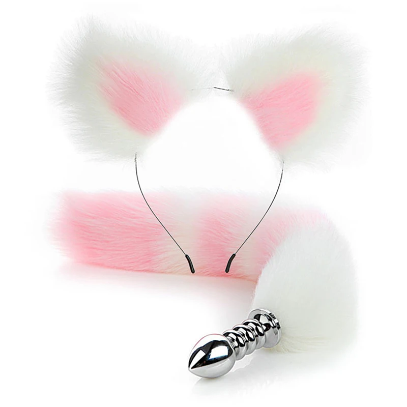 Sexy Fox Metal Butt Plug Tail With Hairpin Kit Tail For Couple Cosplay