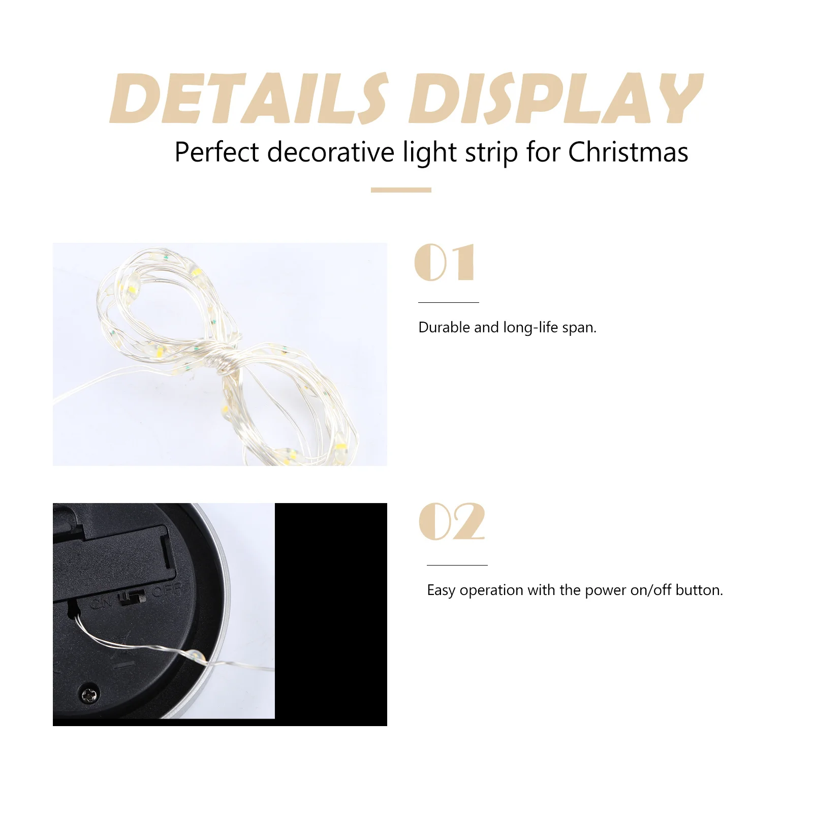 

3Pcs Solar Power LED Light String 30 LED Warm White for Party Decoration No Extra Power Required Durable