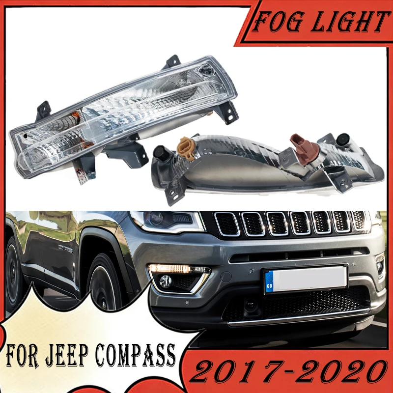 Daytime Driving Running Light For Jeep Compass 2017 2018-2020 Front Bumper DRL Fog Lamp Foglight Signal Light Car Accessories