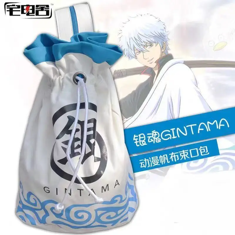 

Gintama Anime Canvas Drawstring Bag Cartoon Shopping and Storage Backpack Large-capacity Cycling Backpack Boy Girl Festival Gift