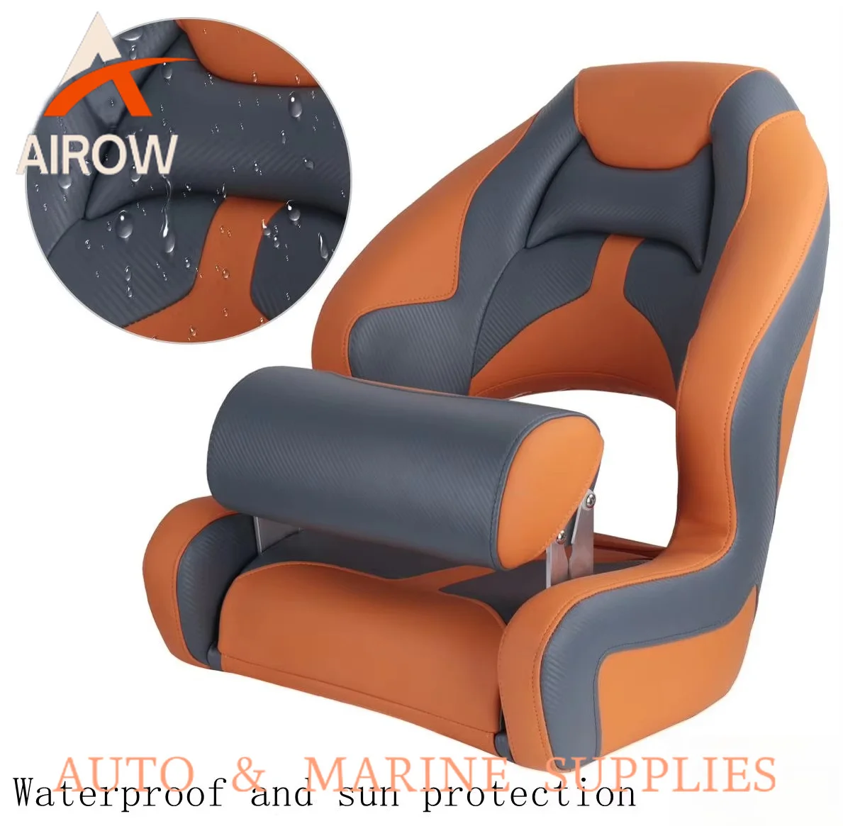 Airow auto  Waterproof UV Resistant Foldable Boat Seat Height Adjustable Marine Grade Universal Deck Chair for Pontoon Boat