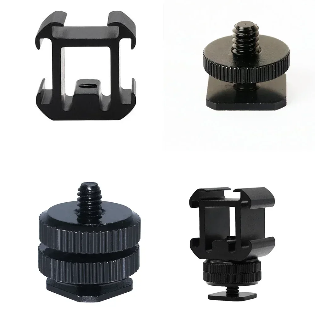 Adaptador de montaje de zapata Triple, dos soportes de tornillo para cámaras Flash Dslr, micrófono, soporte para grabadora de Audio