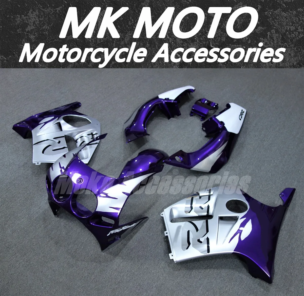 

Motorcycle Bodywork Set For CBR250R 1988 1989 MC19 Fairings Kit Fit High Quality ABS Injection purple silver