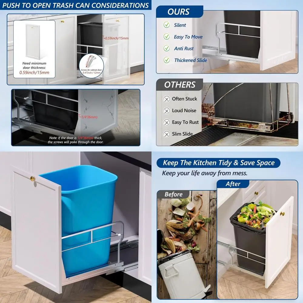

Heavy-Duty Pull-Out Trash Bin for Under-Sink Cabinet, 12W x 18D, Garbage Can Not Included