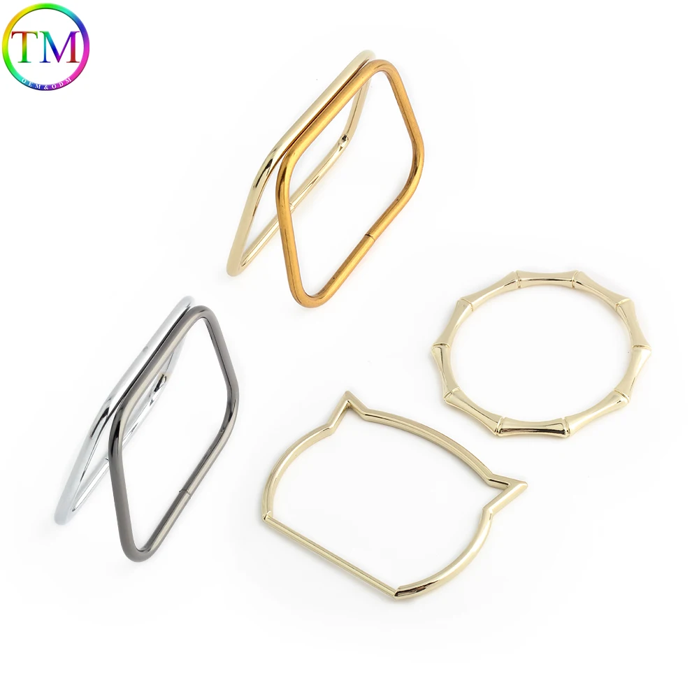 2-10-20 pieces Non Welded Alloy Material Old Gold Gun Metal Trapeziform Shaped Ring for ladies bags Women\'s handbags handle