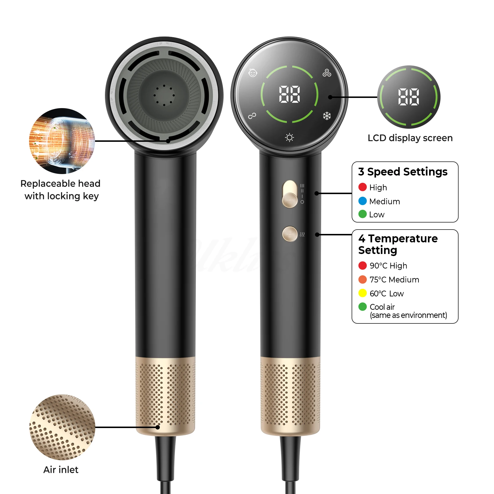 Súper secador de pelo sin hojas, cuidado Personal del cabello, herramienta de iones negativos, secador de pelo eléctrico de anión constante