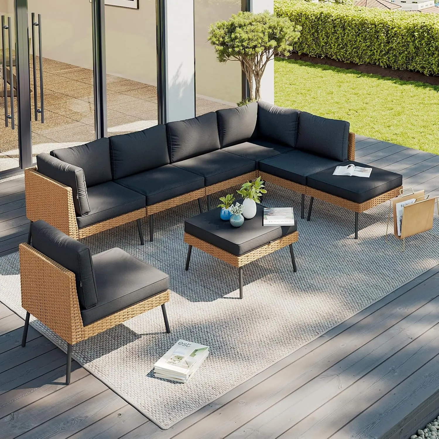 8 Seats Outdoor Sectional Sofa with 4