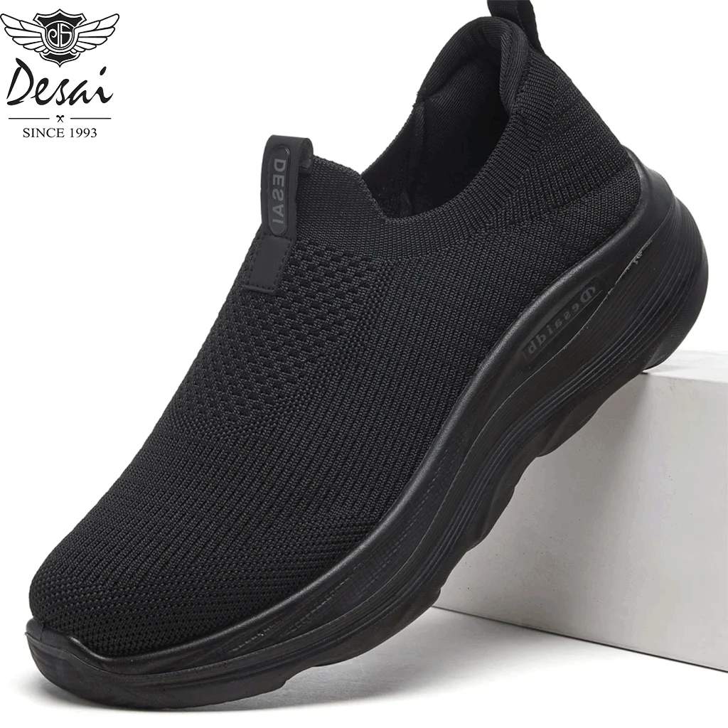 Desai Men's 2026 Autumn Hands-free Slip-on Walking Shoes Breathable Knit Comfort Sole For Office Commute All-day Casual Wear