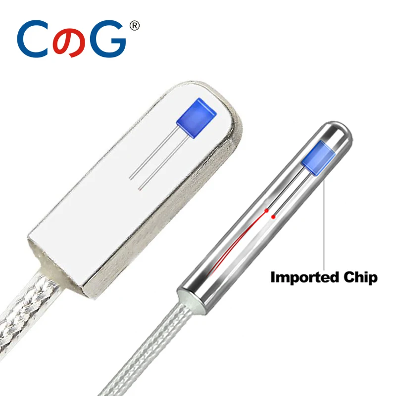 CG PT100 Temperature Sensor Platinum RTD Multitype Probe with High Precision Three-wire PFTE Cable Waterproof and Anti-corrosion