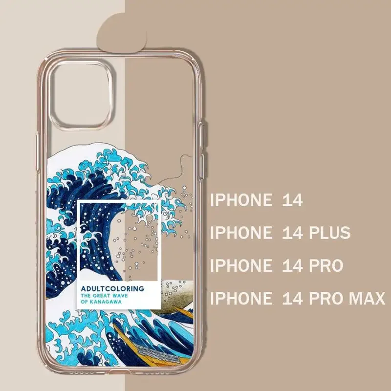 The Kanagawa surf  Great Blue Wave Phone Case Transparent soft For iphone 11 13 12 14 15 pro max mini plus