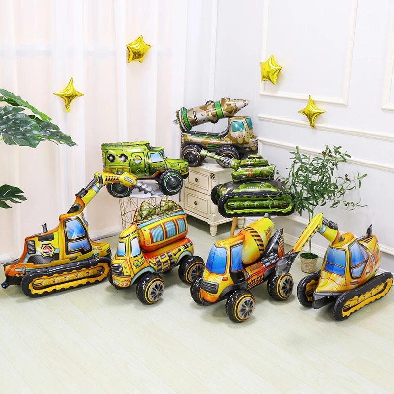 3D Balloons Children\'s Toys Gift Excavator Car Assembly Birthday Balloons Gift Tank Car Stage Birthday Party Decoration Balloons