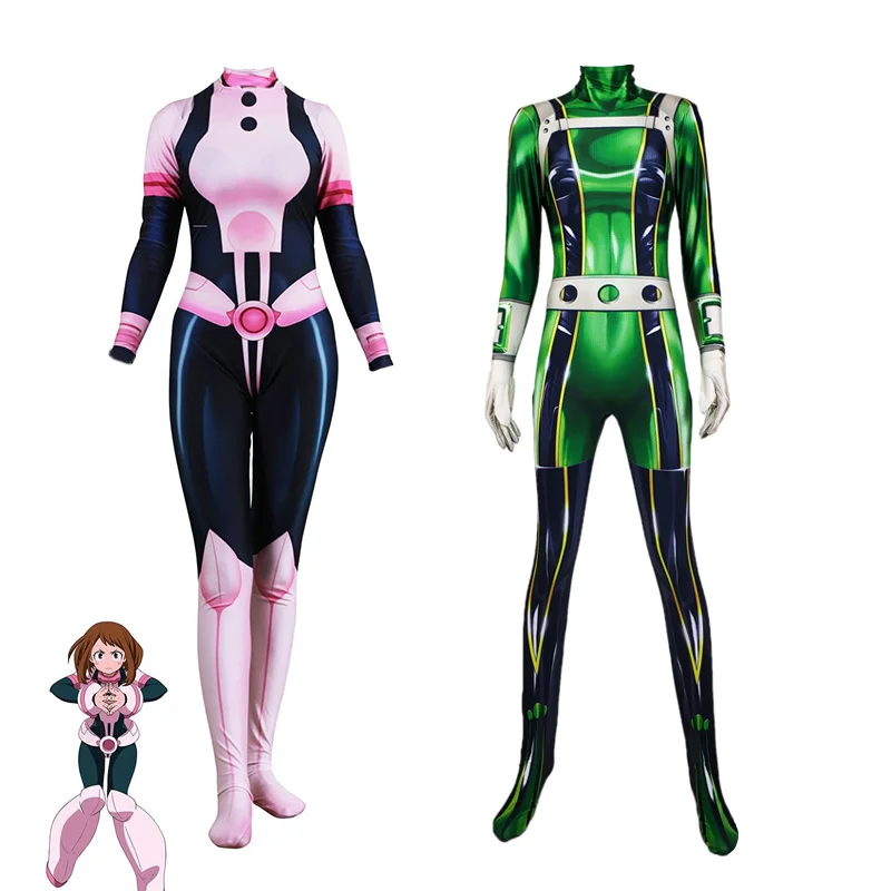 Anime Mijn Hero Academia Cosplay Kostuum Alle Misschien Boku Geen Hero Academia Ochaco Uraraka Halloween Fancy Bal Pak Romper Man vrouwen