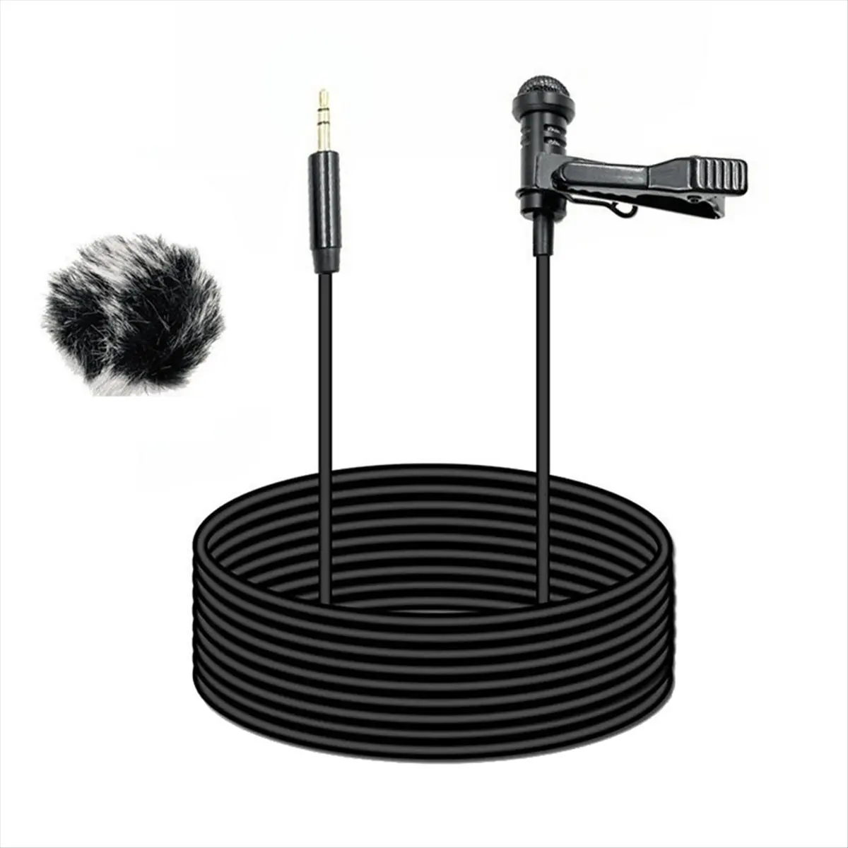 【ELEVATE LIFE】3.5mm Lavalier Microphone+Windproof Cover Lavalier Mic Clip-on External Buttonhole Microphones for Microphone 1.5M