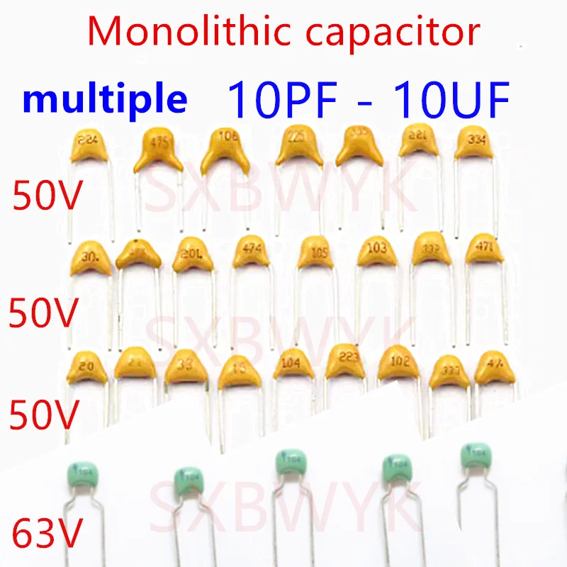 Monolithic ceramic capacitor 50V 0.1 561 681 821 101 221 471 331 102 103 104 105 106 154 224 334 474 684 225 475 K M PF NF UF