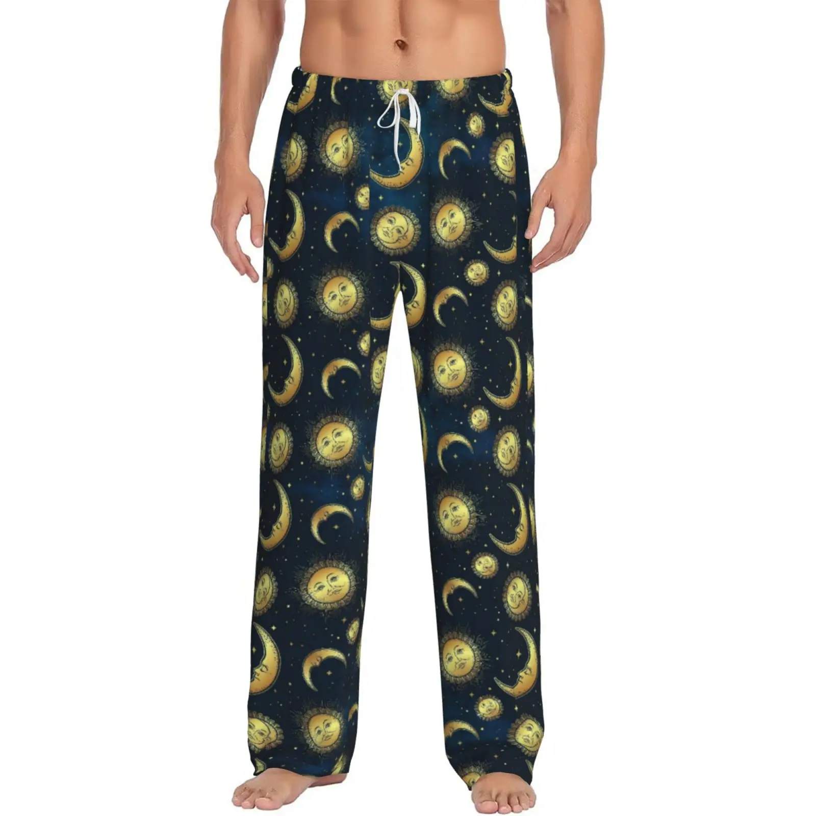 

Psychedelic Galaxy Sun Moon Printed Sleepwear Men's Elastic Waist Sleep Home Pants Harajuku Style Sleepwear