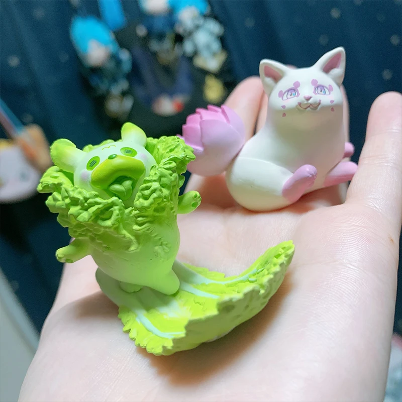 Stasto Original Gashapon Capsule Toy Kawaii Vegetable Elf Greens Cabbage Dog Lotus Root Fox Figure Cute Gacha Figurine Anime