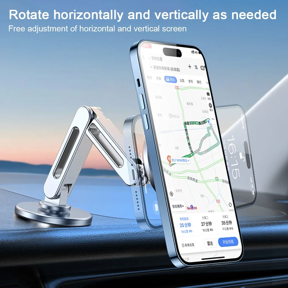 360 Rotate Macsafe Magnetic Car Phone Holder Foldable For Tesla Universal Mobile Phone Stand Hanging Screen Car Holder Aluminum image 4
