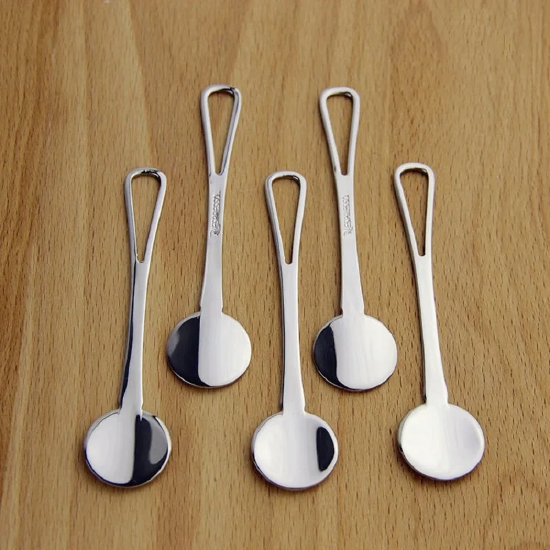 304 stainless steel, short handled small round spoon, mixing coffee, milk, tea, seasoning spoon, mug, creative gift,