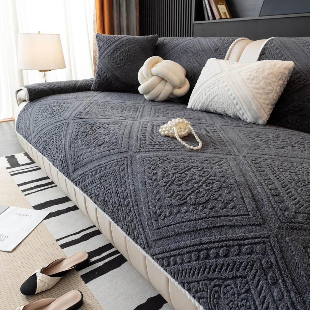 Luxury Chenille Sofa Cover Mat for Living Room Universal Non-Slip Couch Slipcovers L-shaped Sofa Towel Protector Home Decor