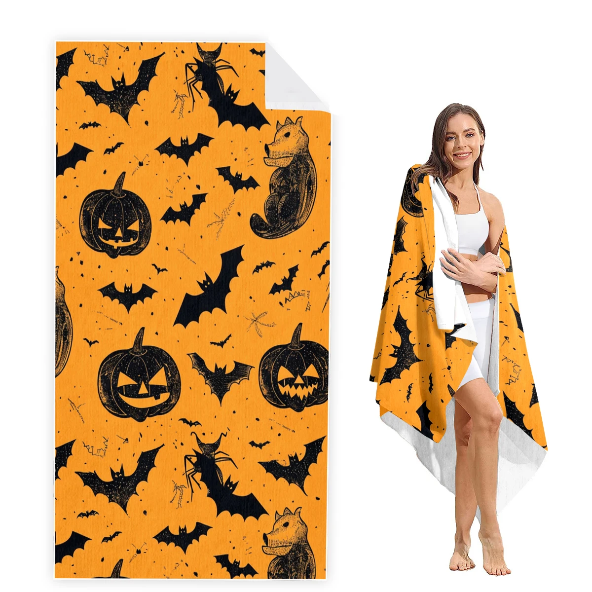 

Halloween Beach Towel Oversized, Super Absorbent Sand Free Thick Microfiber Beach Towel,Beach Towels for Kids,Men,Women