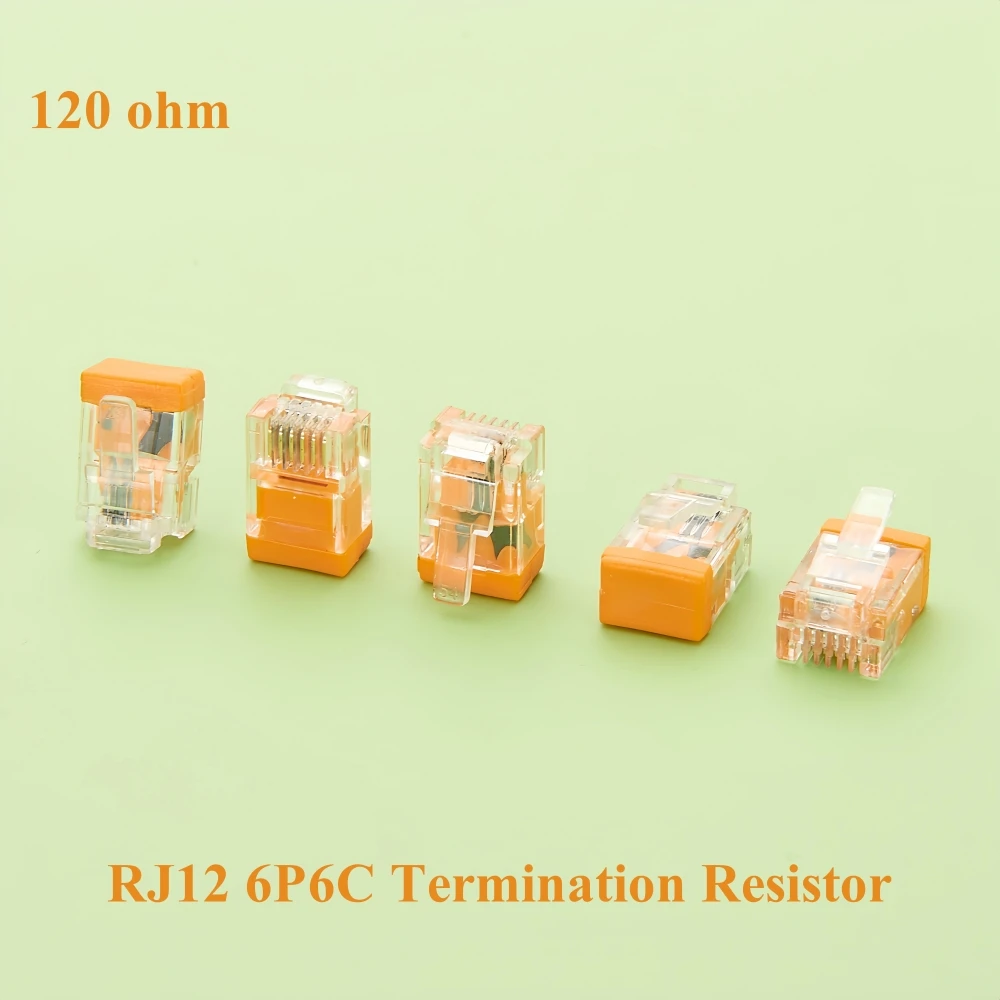 10PCS RJ12 6P6C Termination Resistor With 120Ohm RJ12 Modular Telephone Plug Terminator for RS485 Modbus CAN Bus Communication
