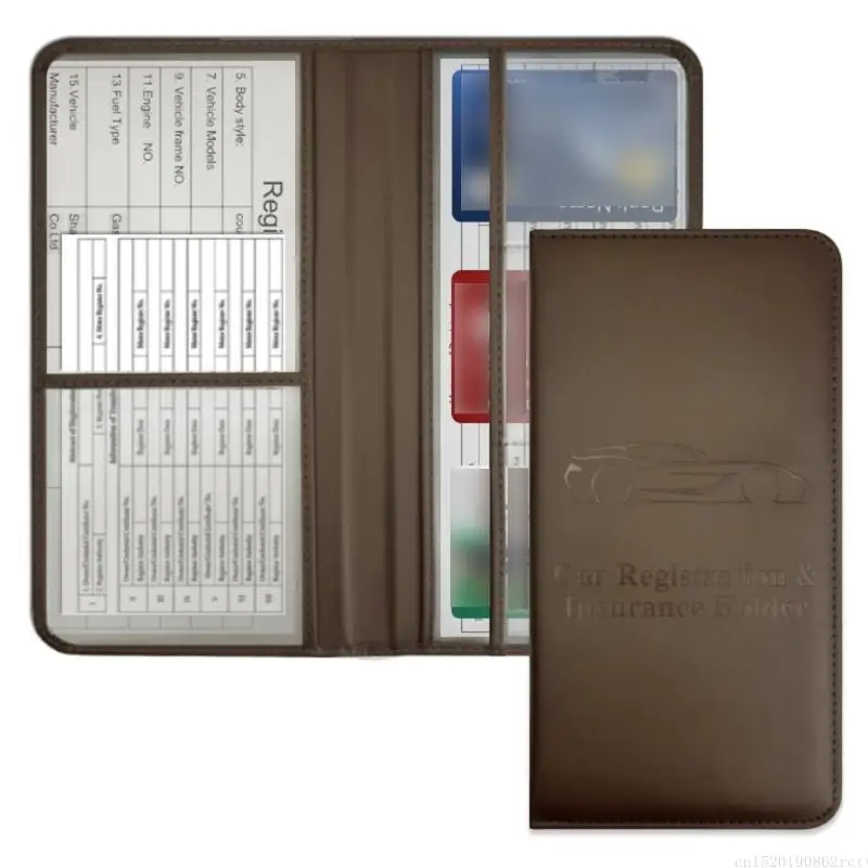 D5BB 防水車ドキュメントオーガナイザー レザー車両登録ホルダー 5x9.56インチ