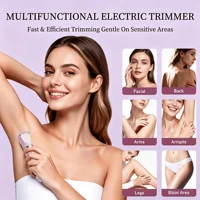 Women's Bikini Trimmer, Women's Electric Shaver, Replaceable Heads, Facial and Intimate Hair Trimmer, USB Rechargeable, LED Power Display, with Base, Travel Cordless Body Shaver, Suitable for Face/Legs/Underarms, Women's Gift 6