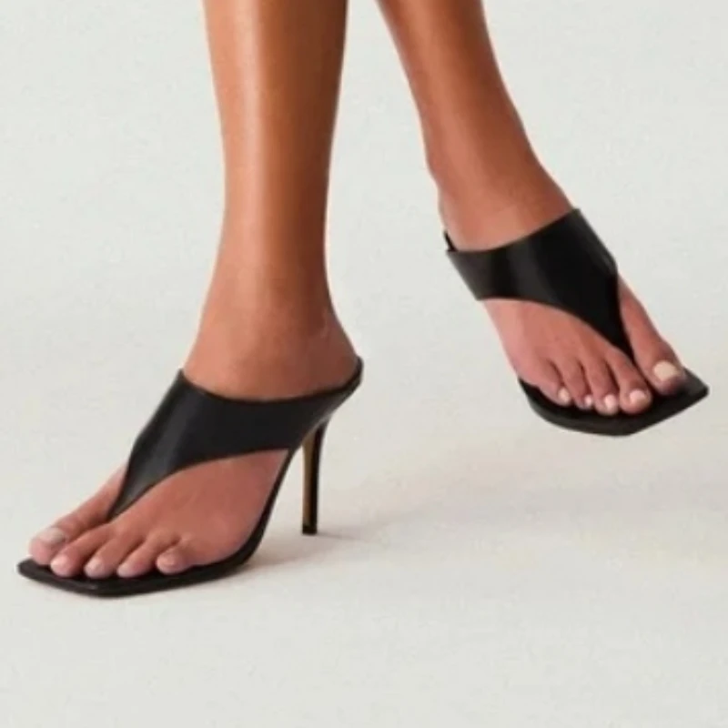 

Brand Flip Flops Mules Shoes Women's Slippers 2026 Summer Slides Stiletto High Heels Brown Black Sandals Large Size Party Shoes