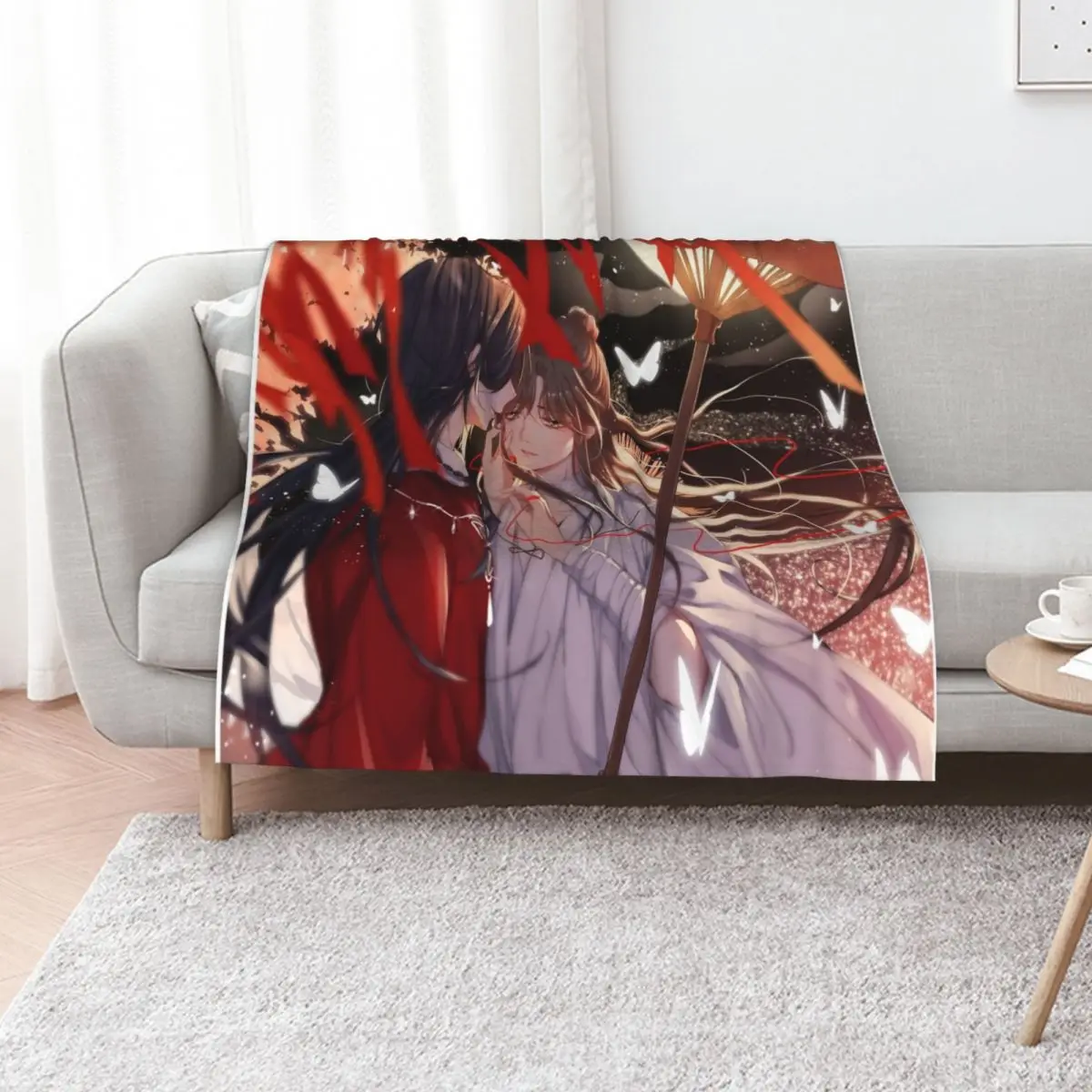 

TGCF Tian guan ci fu Couple Throw Blanket Retros decorative wednesday Plaid Blankets