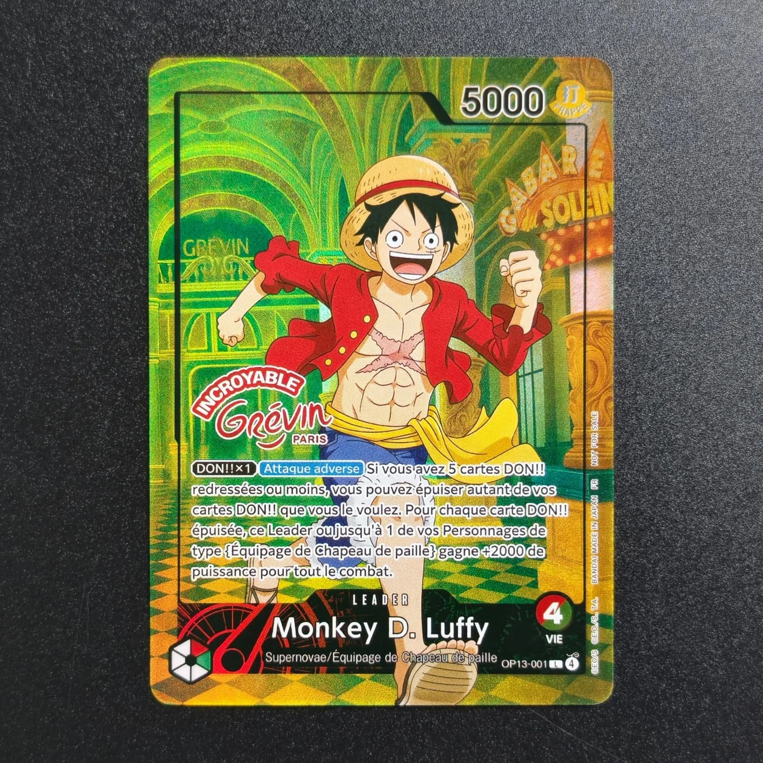 Homemade Proxy English One Piece Museum Running Luffy OP13-001 Leader Musee Grevin Game Collection Card Toy view 2