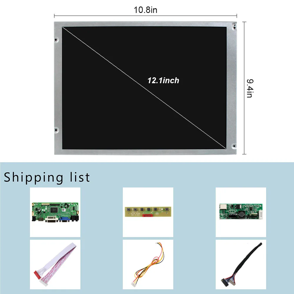 12.1in 1024X768 IPS 650nit Outdoor LCD Panel With HD MI DVI VGA LCD Controller Board