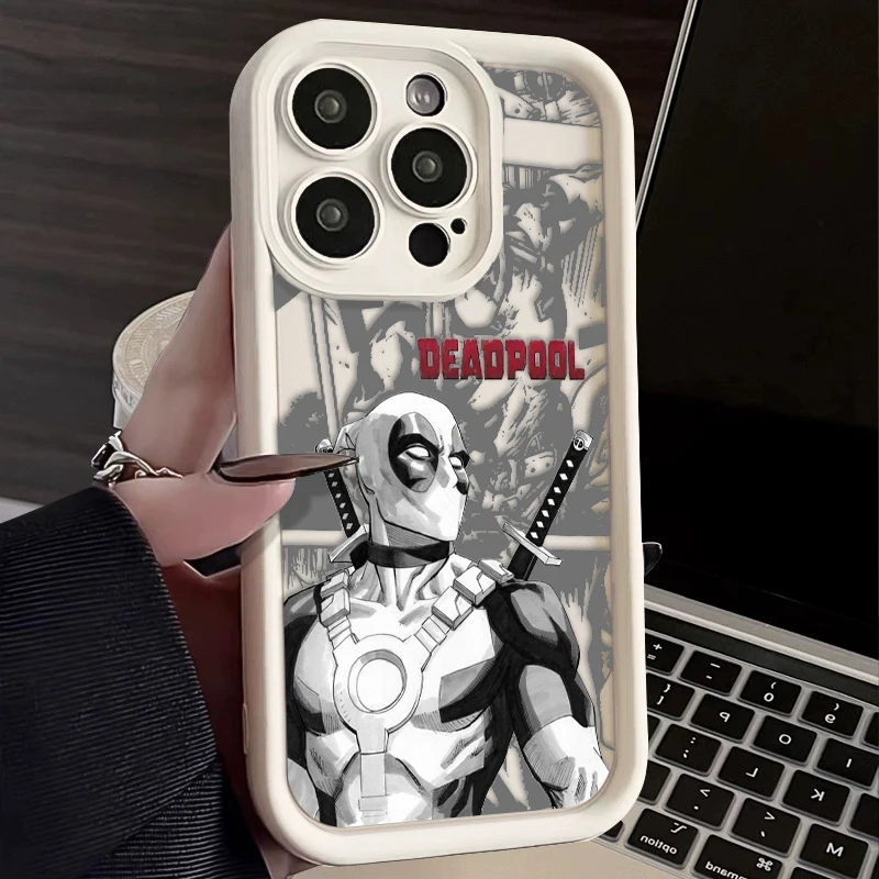 Marvel Wolverines Deadpool For iPhone 15 14 13 12 11 Pro Max XS Max X XR 7 8 Plus 6S 5S  Liquid Eye Ladder Phone Case