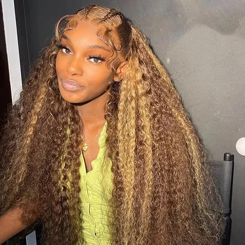 

30 32 Inch 4/27 Highlight Lace Frontal Wig 200 Density Curly 100% Human Hair Wigs 13x6 13x4 Brazilian Transparent Lace Front Wig
