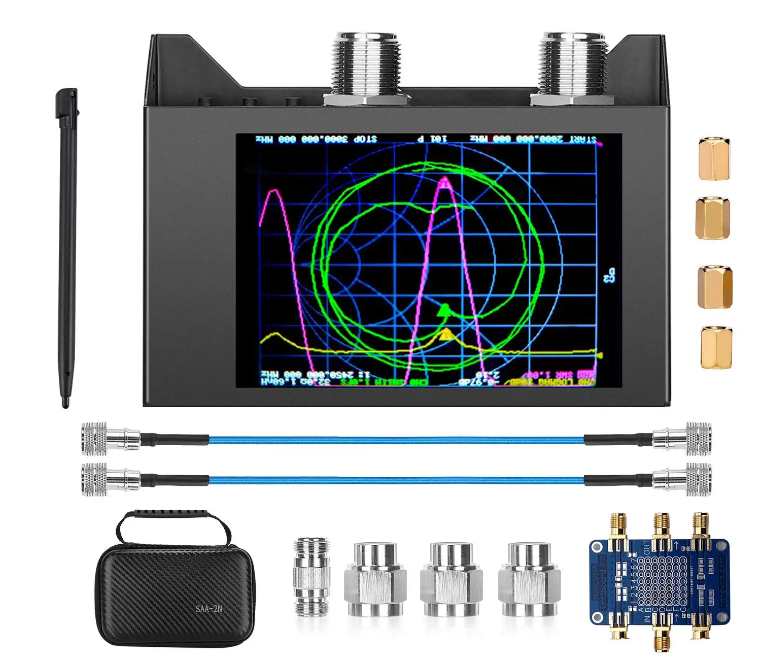 

Vector Network Analyzer Kit 4.0 Inch Screen 3G SAA-2N NanoVNA V2 Antenna Analyzer Shortwave HF VHF UHF & Nanovna Testboard Kit