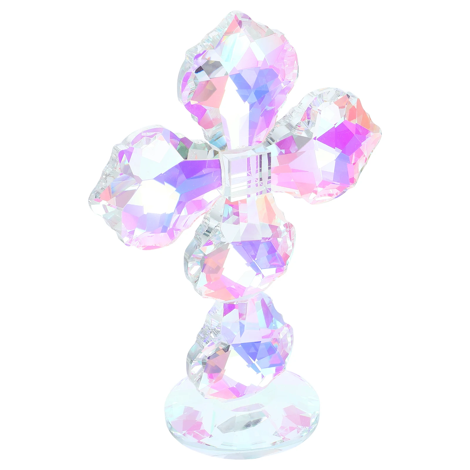 

Crystal Crucifix Standing Crucifix on Base Religious Tabletop Ornament Prayer Christian Decor Religious Table Statue