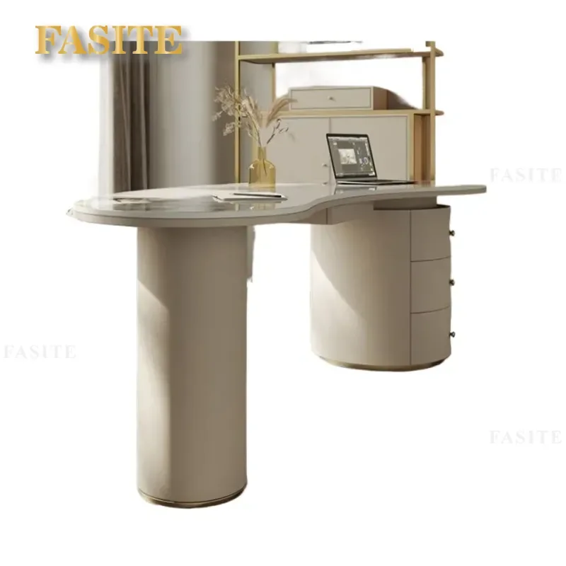 For Modern Simple Sintered Stone Desk Light Luxury Reception Table for Beauty Medical Consultation Negotiation Internet