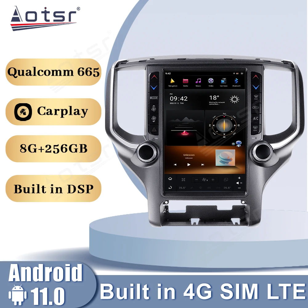 Qualcomm Snapdrag HD Screen Android 13.0 For Dodge RAM 2018-2020 Car Radio Multimedia Player CarPlay GPS Navigation Head Unit view 2