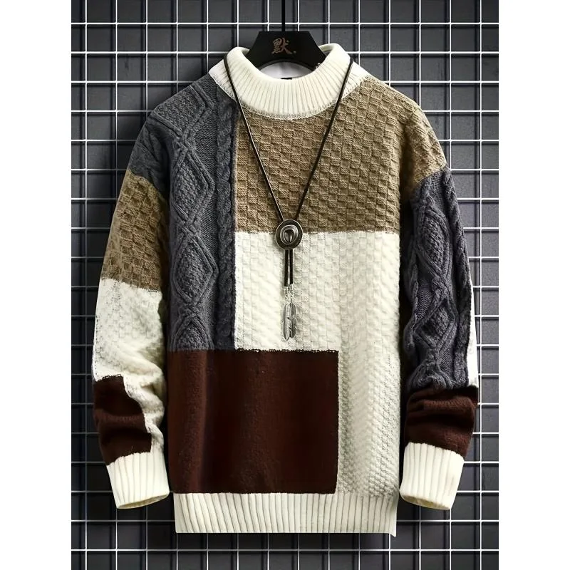 

Men's Loose Knit Sweater Half High Collar Sweater Cross-Border European Style Spring Summer Autumn Fashion Casual Comfortable