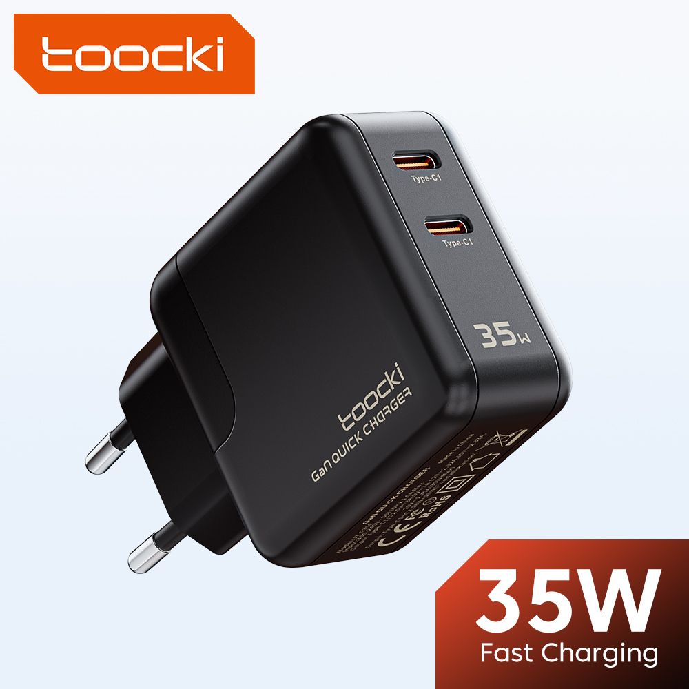  Toocki GaN USB C Charger Dual USB Type C PD 35W Fast Charging Charger for iPhone 14 13 12 11 Pro Max Macbook Air iPad Pro 