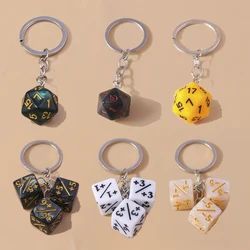 Cuet Resin Geometric Dice Keychain Keyring Pendants for Women Men Car Key Holder Handbag Pendants Charms DIY Jewelry Gifts