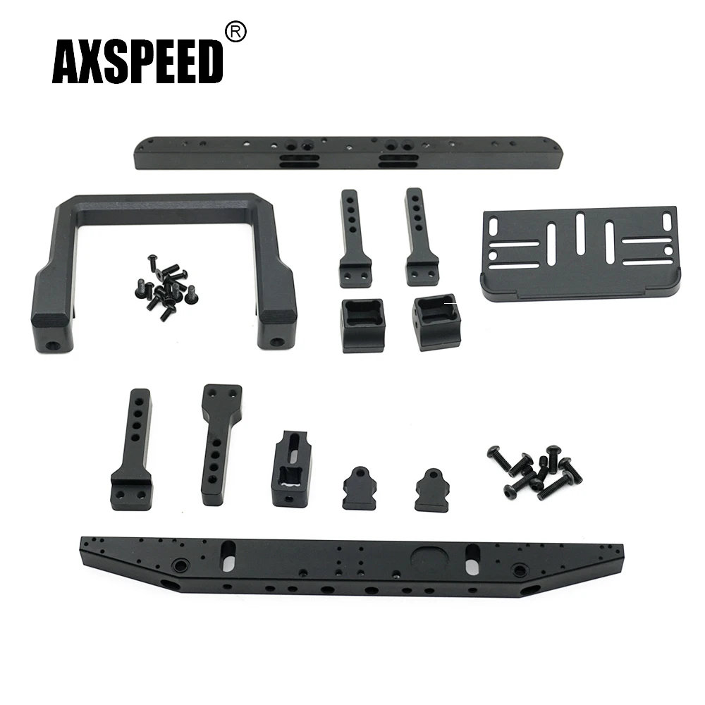 AXSPEED CNC Metal Alloy Front / Rear Bumper with Winch Mount for TRX-4 TRX4 Defender 1/10 RC Crawler Car Model Upgrade Parts