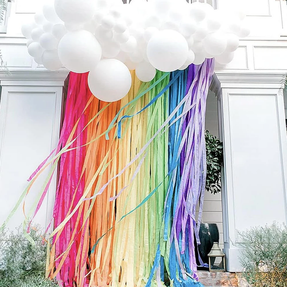 3/6 Stück 4,5 cm Regenbogen-Krepppapierbänder für Hochzeit, Geburtstag, Party, Hintergrunddekoration, bunte Krepppapier-Banddekoration – Detail 3