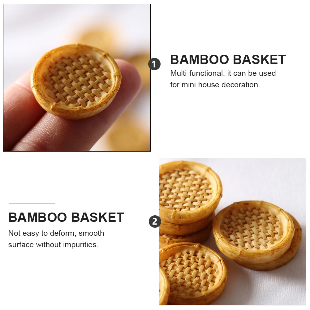 

10 Pcs Artificial Mini Bamboo Crate Dollhouse Furniture Resin Micro Landscape Models