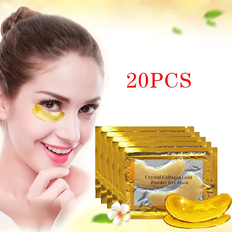 10Pairs=20pcs Crystal Collagen Gold Eye Mask Anti Dark Circles Eyes Bag Firming Eye Patches For Eyes Skin Care Korean Cosmetics