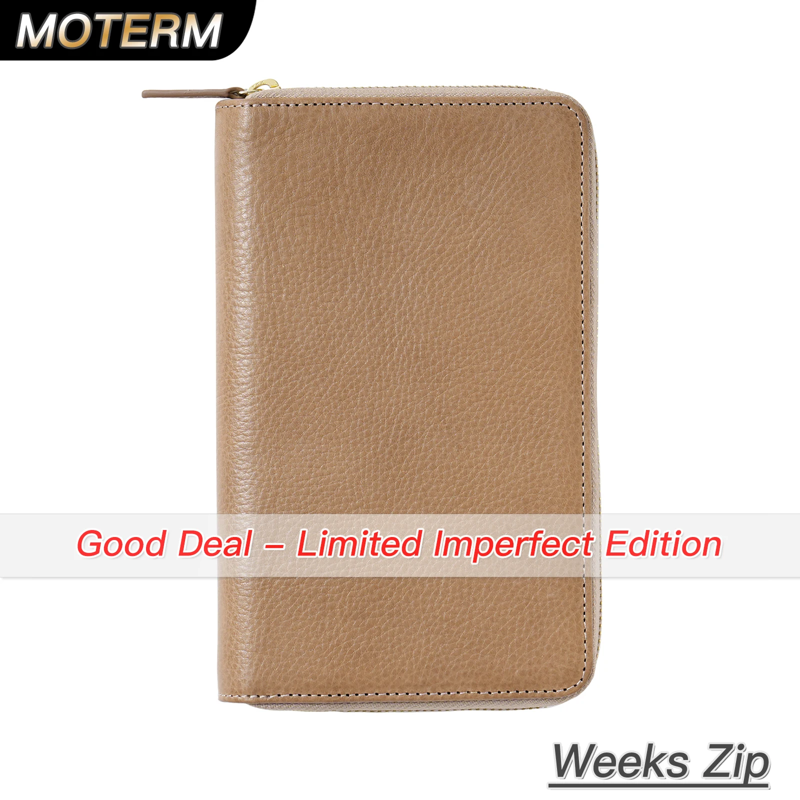 

Limited Imperfect Moterm Full Grain Vegetable Tanned Cowhide Planner Weeks Zip Cover for Hobo Weeks/ Mega Notebook Organizer