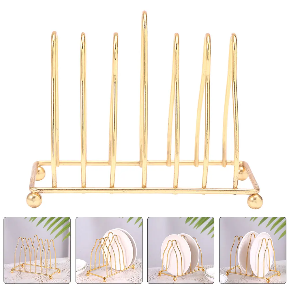 

Sturdy Decorative Iron Plate Holder Wear-Resistant Desktop Organizer Rack For Kitchen Storage Supplies Household Utensils Stand