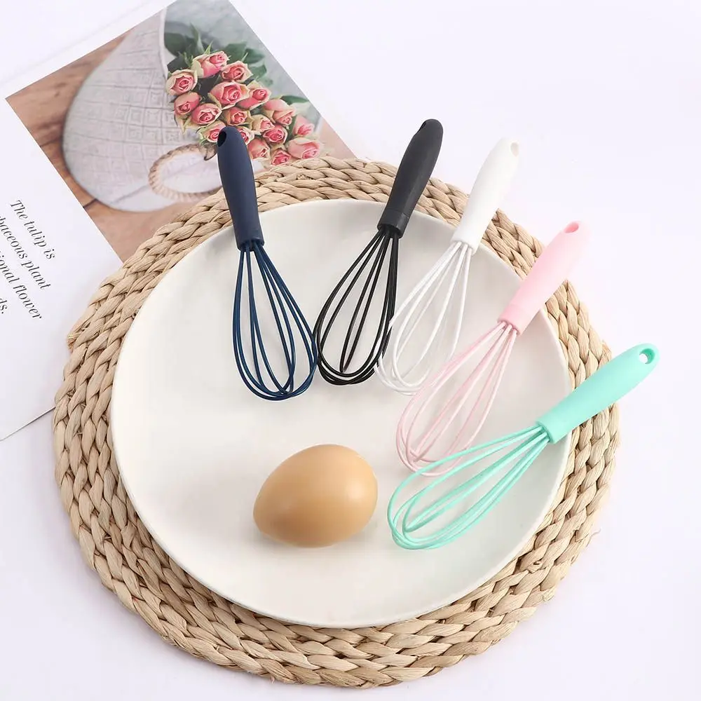 

Food-grade Silicone Colorful Egg Whisk Convenient Manual Rotary Chocolate Mixer Kitchen Baking Cream Butter Beater